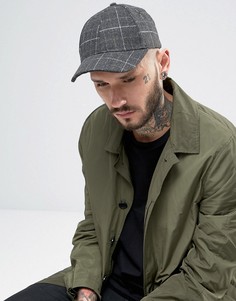 Серая бейсболка из шерстяного сукна в клетку ASOS - Серый