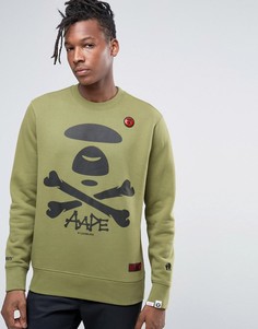 Свитшот с большим логотипом AAPE By A Bathing Ape - Зеленый