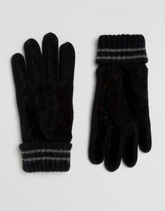 Замшевые перчатки с вязаной отделкой Esprit - Черный