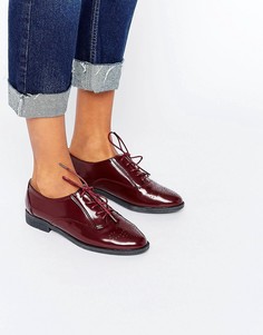 Бордовые туфли на плоской подошве и шнуровке Daisy Street - Красный