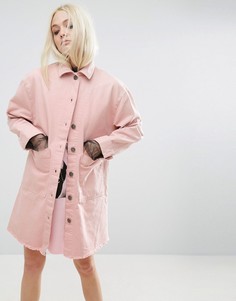 Куртка в стиле летучая мышь с необработанным низом ASOS - Розовый