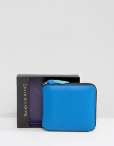 Кожаный бумажник на молнии Smith and Canova - Синий