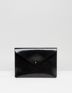 Черный лакированный клатч Leather Satchel Company - Черный