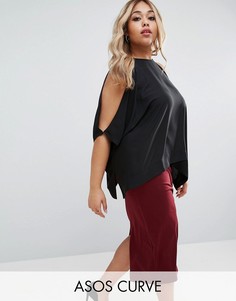 Футболка-кимоно с открытыми плечами ASOS CURVE - Черный