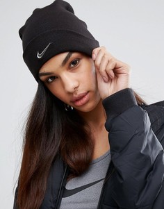 Шапка-бини с логотипом-галочкой Nike - Черный