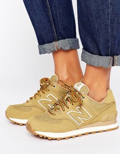 Песочные замшевые кроссовки New Balance 574 - Рыжий