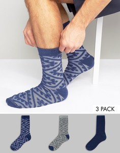 3 пары толстых носков с махровой отделкой ASOS - Темно-синий