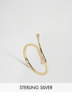 Позолоченное серебряное незамкнутое кольцо со стразом ASOS - Золотой
