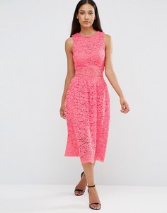 Кружевное платье миди без рукавов с вырезом на талии AX Paris - Розовый