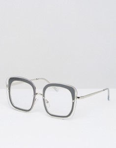 Квадратные очки с прозрачными стеклами ASOS - Черный