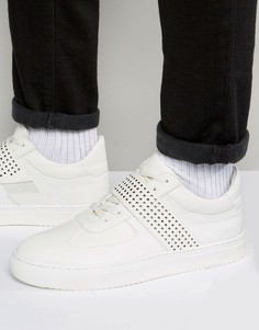 Белые высокие кроссовки с перфорированным ремешком ASOS - Темно-синий