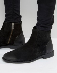 Черные замшевые ботинки челси с кожаным задником ASOS - Черный