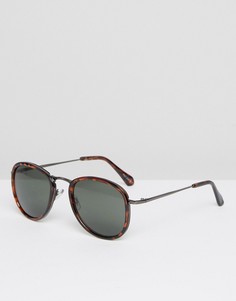 Круглые солнцезащитные очки в коричневой черепаховой оправе Quay - Коричневый