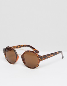 Круглые солнцезащитные очки в коричневой черепаховой оправе Quay - Коричневый