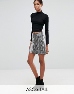 Мини-юбка со змеиным принтом ASOS TALL - Мульти