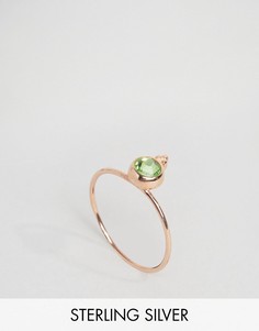 Серебряное позолоченное кольцо с камнем для родившихся в августе ASOS - Кремовый