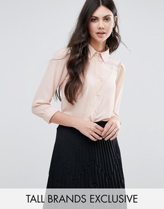 Блузка на пуговицах с фигурной отделкой по краю Alter Tall - Розовый