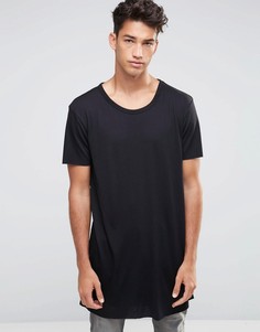 Черная длинная футболка New Look - Черный