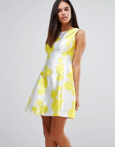 Короткое приталенное платье с цветочным принтом AX Paris - Желтый