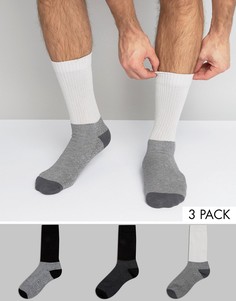 3 пары монохромных толстых носков с широкими манжетами в рубчик ASOS - Мульти