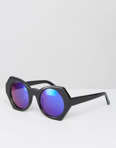 Солнцезащитные очки с синими зеркальными стеклами House of Holland - Черный