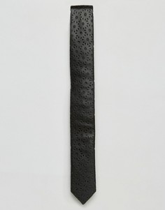 Узкий галстук из искусственной кожи с тиснением ASOS - Черный