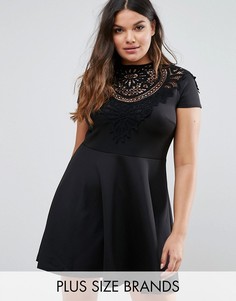 Короткое приталенное платье с топом кроше Club L - Черный