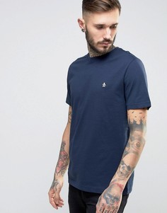 Темно-синяя узкая футболка с небольшим логотипом Original Penguin - Темно-синий
