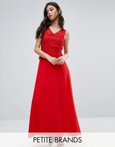 Платье макси с кружевной накладкой Yumi Petite - Красный