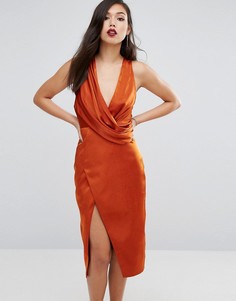 Платье миди со свободным воротом Stylestalker - Оранжевый
