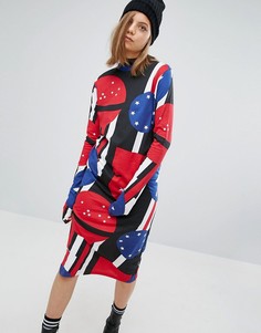Платье с высоким воротом и принтом Cheap Monday - Синий