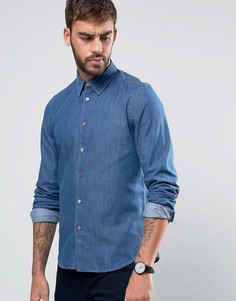 Джинсовая узкая выбеленная рубашка PS by Paul Smith - Синий