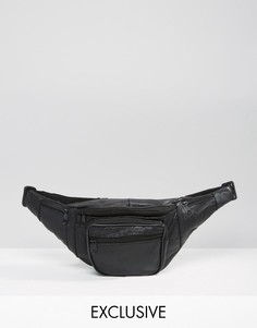 Черная кожаная сумка-кошелек на пояс Reclaimed Vintage Inspired - Черный