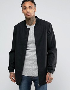 Удлиненный бомбер с добавлением шерсти D-Struct - Черный