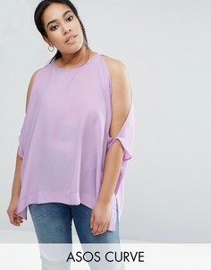 Футболка-кимоно с открытыми плечами ASOS CURVE - Фиолетовый