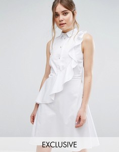 Платье-рубашка с рюшами Closet - Белый
