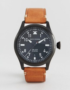 Часы с кожаным светло-коричневым ремешком Jack Mason Aviation 42 мм - Рыжий