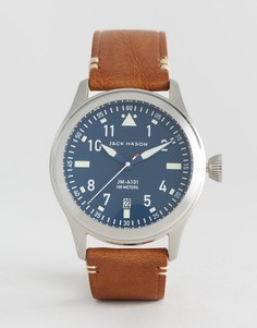 Часы с коричневым кожаным ремешком Jack Mason Aviation 42 мм - Коричневый