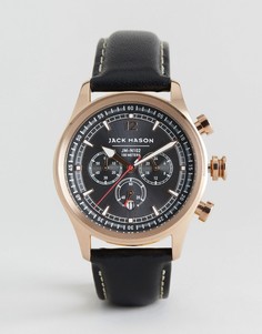 Черные часы-хронограф 42 мм с кожаным ремешком Jack Mason Nautical - Черный