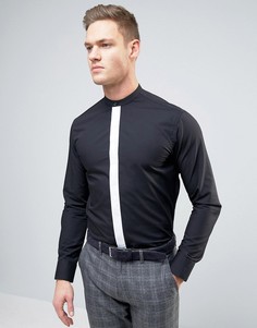 Узкая рубашка с контрастной планкой Selected Homme - Черный