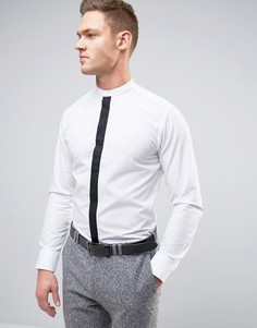 Узкая рубашка с контрастной планкой Selected Homme - Белый