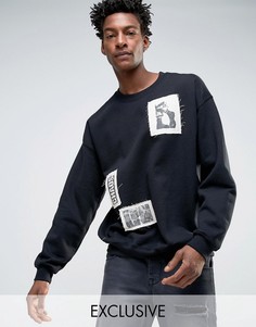 Oversize-свитшот с фотонашивками Reclaimed Vintage - Черный