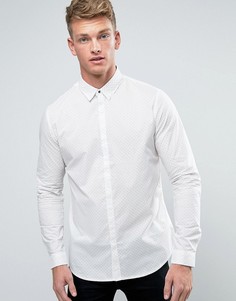 Бежевая рубашка классического кроя с геометрическим принтом New Look - Белый