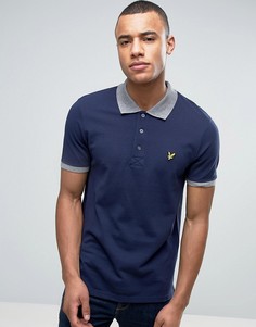 Темно-синее поло из пике с контрастной отделкой в рубчик Lyle & Scott - Темно-синий