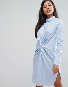 Хлопковое платье-рубашка с перекрученным дизайном Lavish Alice - Синий