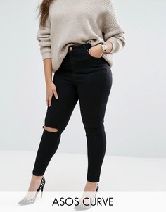 Черные рваные джинсы скинни ASOS CURVE Ridley - Черный