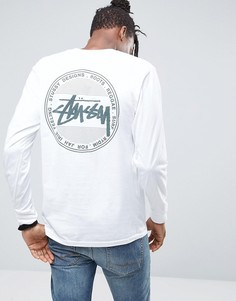 Лонгслив с винтажным принтом в горошек сзади Stussy - Белый