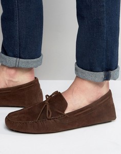 Коричневые мокасины из искусственной замши с завязкой спереди ASOS - Коричневый