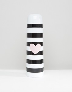 Черная фляжка-термос в полоску Miss Etoile - Мульти