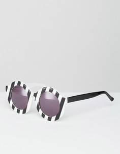 Круглые солнцезащитные очки в полоску House of Holland Peggy - Черный